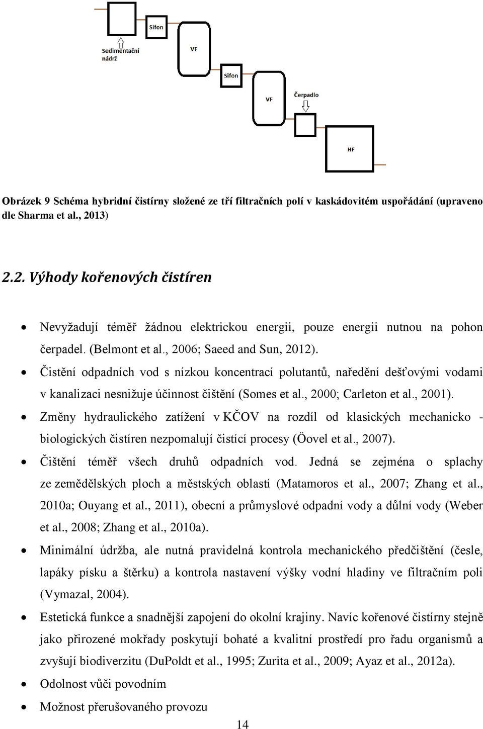 Čistění odpadních vod s nízkou koncentrací polutantů, naředění dešťovými vodami v kanalizaci nesnižuje účinnost čištění (Somes et al., 2000; Carleton et al., 2001).
