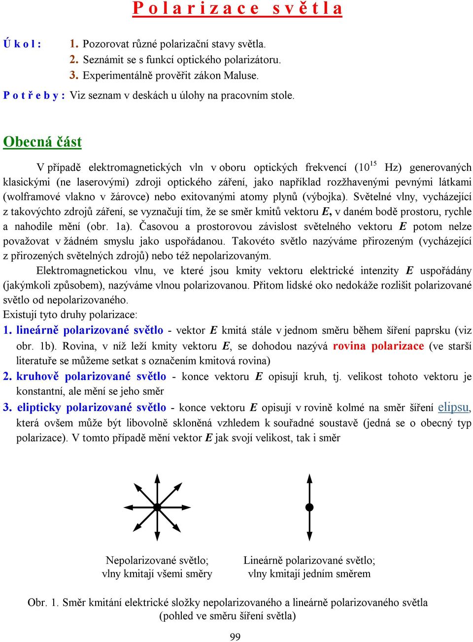 Obecná část V případě elektromagnetických vln v oboru optických frekvencí (10 15 Hz) generovaných klasickými (ne laserovými) zdroji optického záření, jako například rozžhavenými pevnými látkami