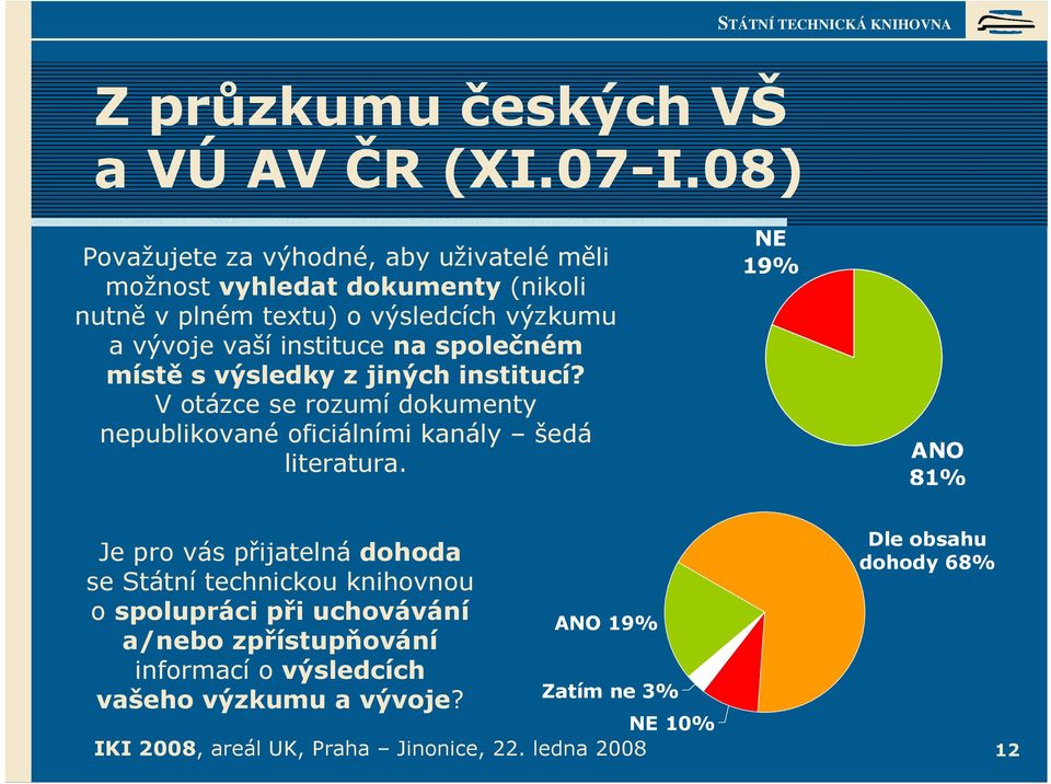 na společném místě s výsledky z jiných institucí? V otázce se rozumí dokumenty nepublikované oficiálními kanály šedá literatura.