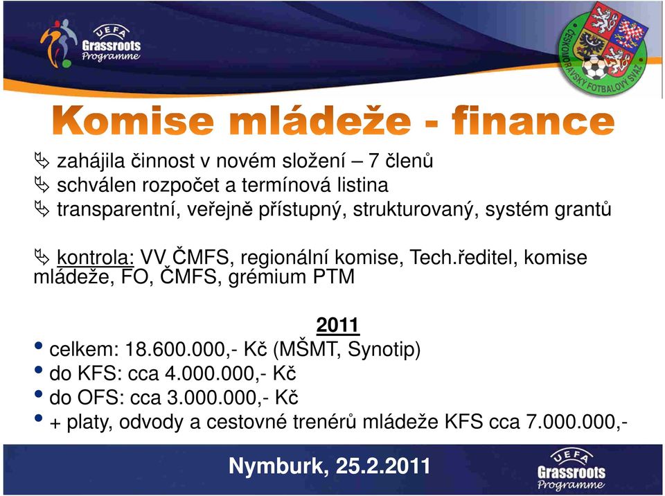 ředitel, komise mládeže, FO, ČMFS, grémium PTM 2011 celkem: 18.600.