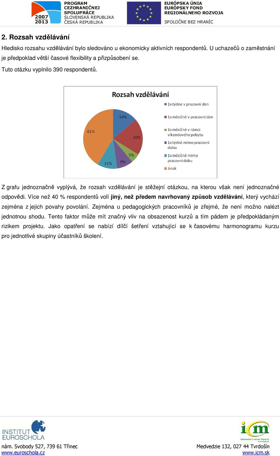 Více než 40 % respondentů volí jiný, než předem navrhovaný způsob vzdělávání, který vychází zejména z jejich povahy povolání.