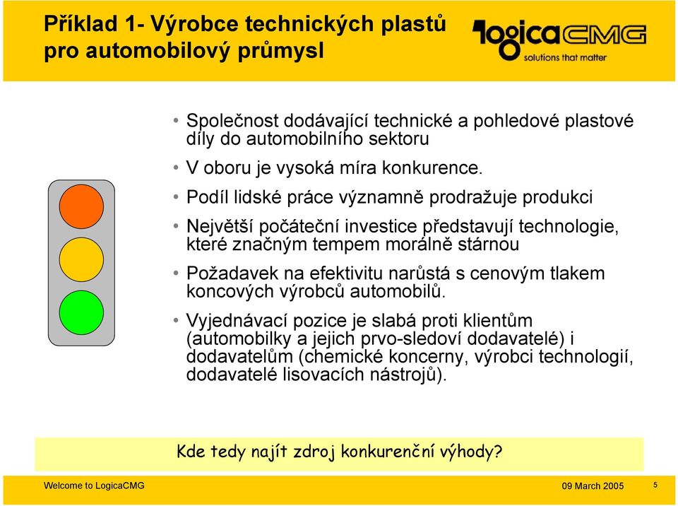 Podíl lidské práce významně prodražuje produkci Největší počáteční investice představují technologie, které značným tempem morálně stárnou Požadavek na