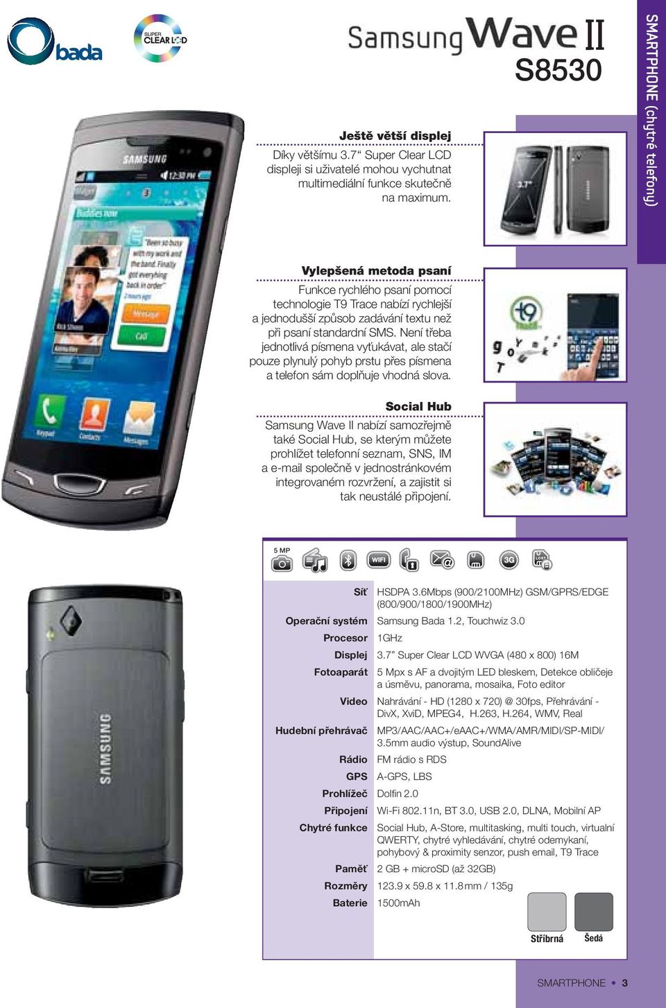 Není třeba jednotlivá písmena vyťukávat, ale stačí pouze plynulý pohyb prstu přes písmena a telefon sám doplňuje vhodná slova.