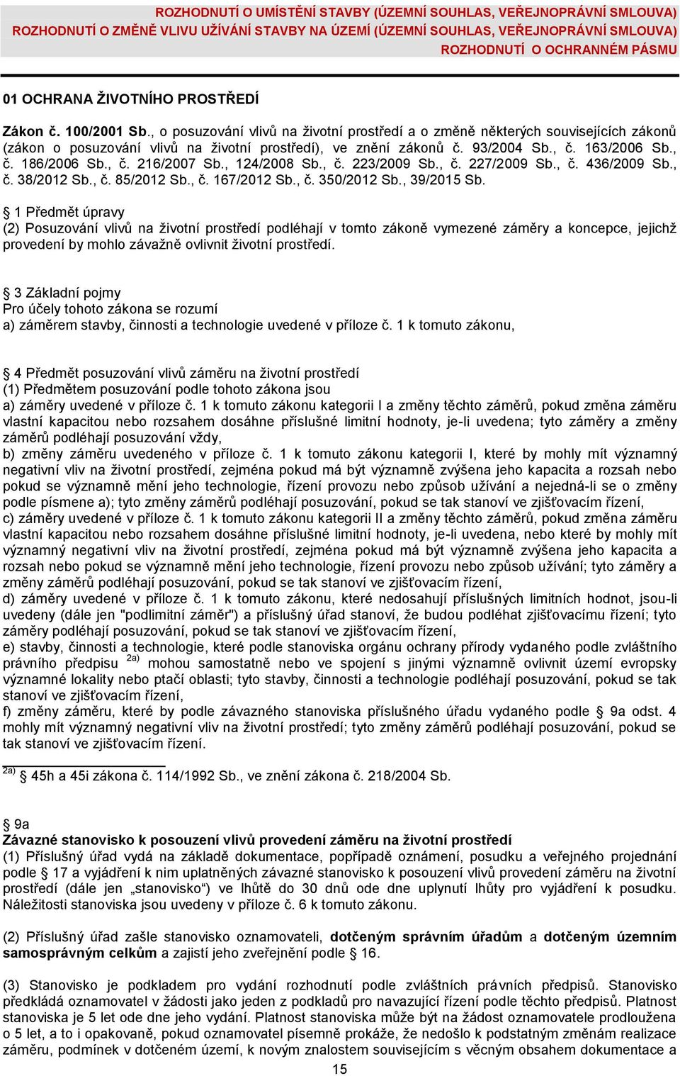 , 124/2008 Sb., č. 223/2009 Sb., č. 227/2009 Sb., č. 436/2009 Sb., č. 38/2012 Sb., č. 85/2012 Sb., č. 167/2012 Sb., č. 350/2012 Sb., 39/2015 Sb.