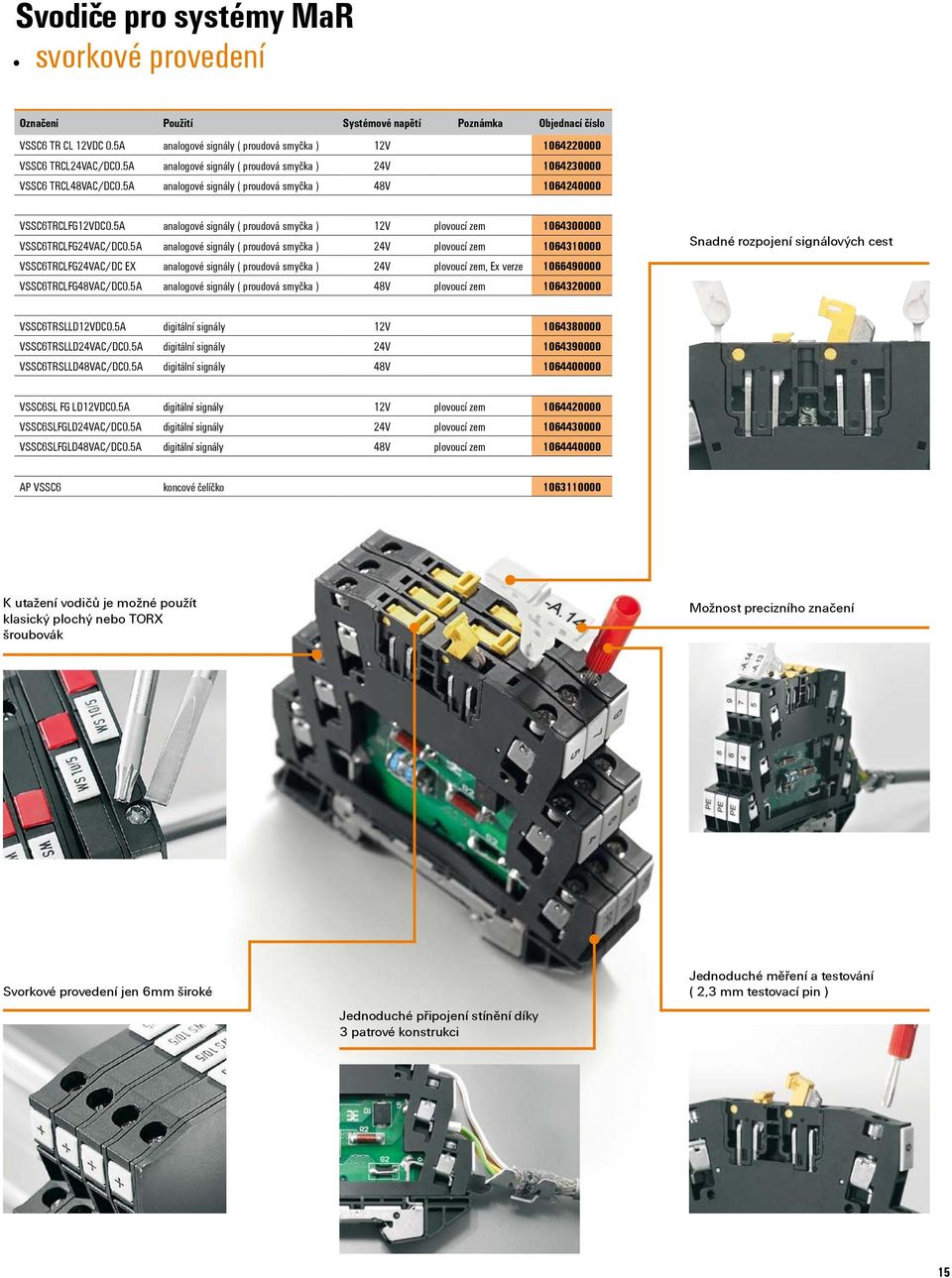 5A analogové signály ( proudová smyčka ) 12V plovoucí zem 1064300000 VSSC6TRCLFG24VAC/DC0.