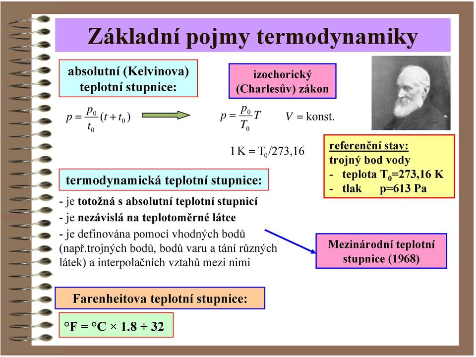 pomocí vhodných bodů (např.rojných bodů, bodů varu a ání různých láek) a inerpolačních vzahů mezi nimi K /73,6 kons.