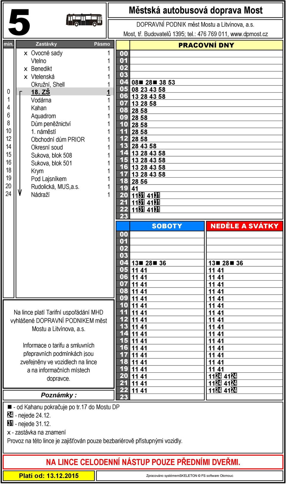 . - nejede 31.. Most, tř. Budovatelů 95; tel.: 7 79, www.dpmost.