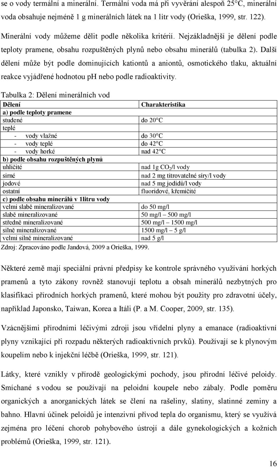 Další dělení může být podle dominujících kationtů a aniontů, osmotického tlaku, aktuální reakce vyjádřené hodnotou ph nebo podle radioaktivity.