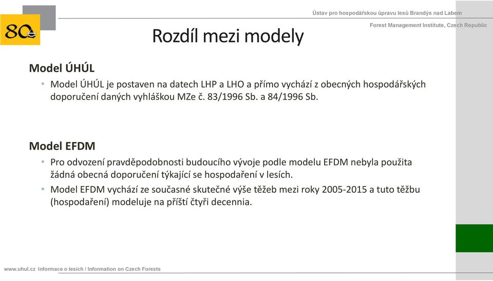 Model EFDM Pro odvození pravděpodobnosti budoucího vývoje podle modelu EFDM nebyla použita žádná obecná
