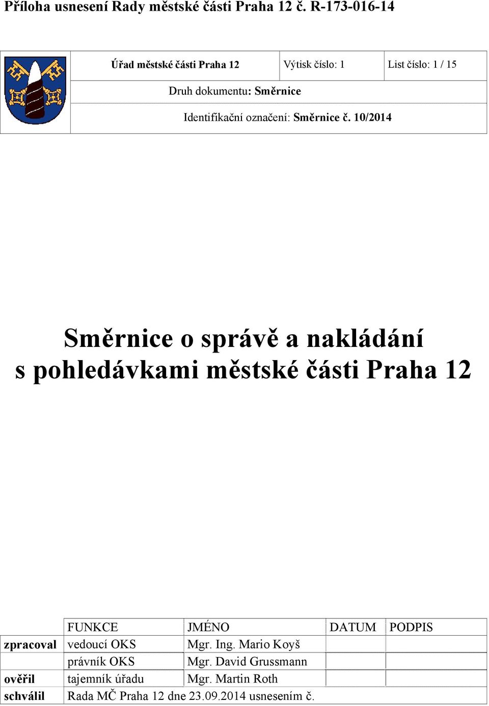 označení: Směrnice č.