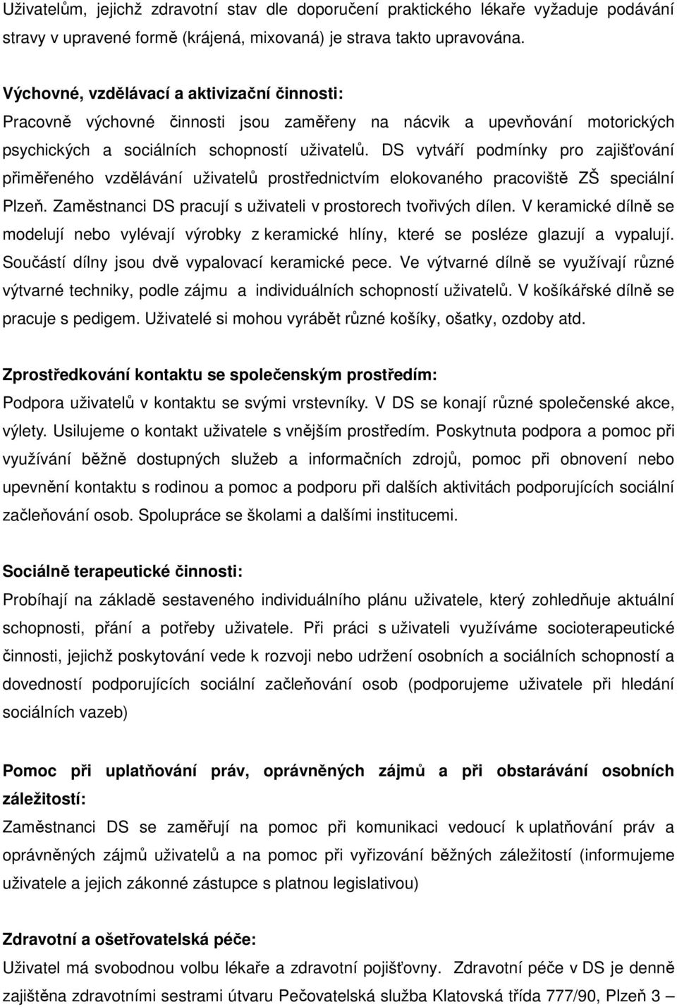 Denní stacionář Jitřenka, Zábělská 5/43, Plzeň 4 Doubravka, Plzeň - PDF  Free Download