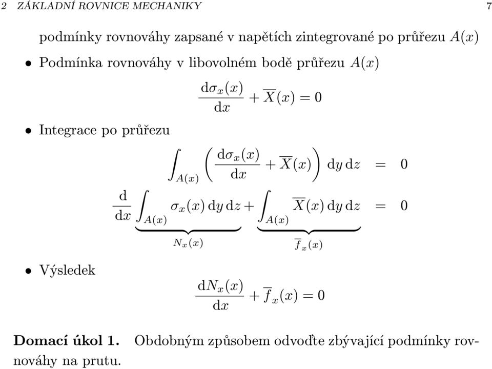 σ x (x) dy dz + } {{ } N x (x) + X(x) = 0 ) + X(x) A(x) X(x) dy dz } {{ } f x (x) dy dz = 0 = 0