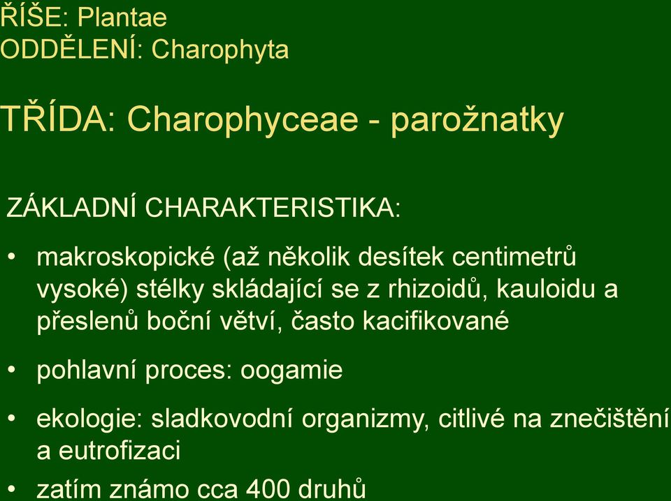 se z rhizoidů, kauloidu a přeslenů boční větví, často kacifikované pohlavní proces: