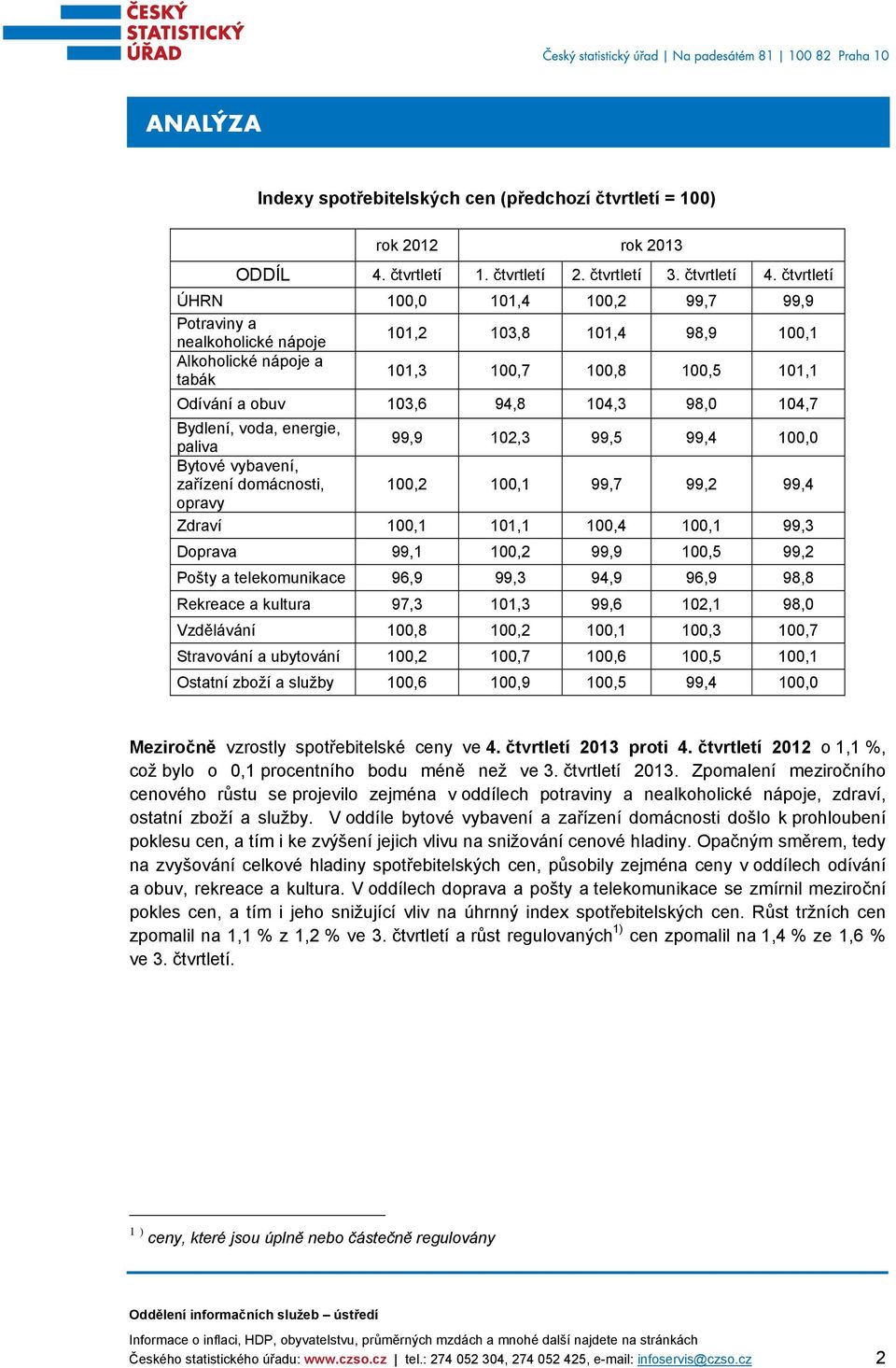 energie, paliva 99,9 102,3 99,5 99,4,0 Bytové vybavení, zařízení domácnosti,,2,1 99,7 99,2 99,4 opravy Zdraví,1 101,1,4,1 99,3 Doprava 99,1,2 99,9,5 99,2 Pošty a telekomunikace 96,9 99,3 94,9 96,9