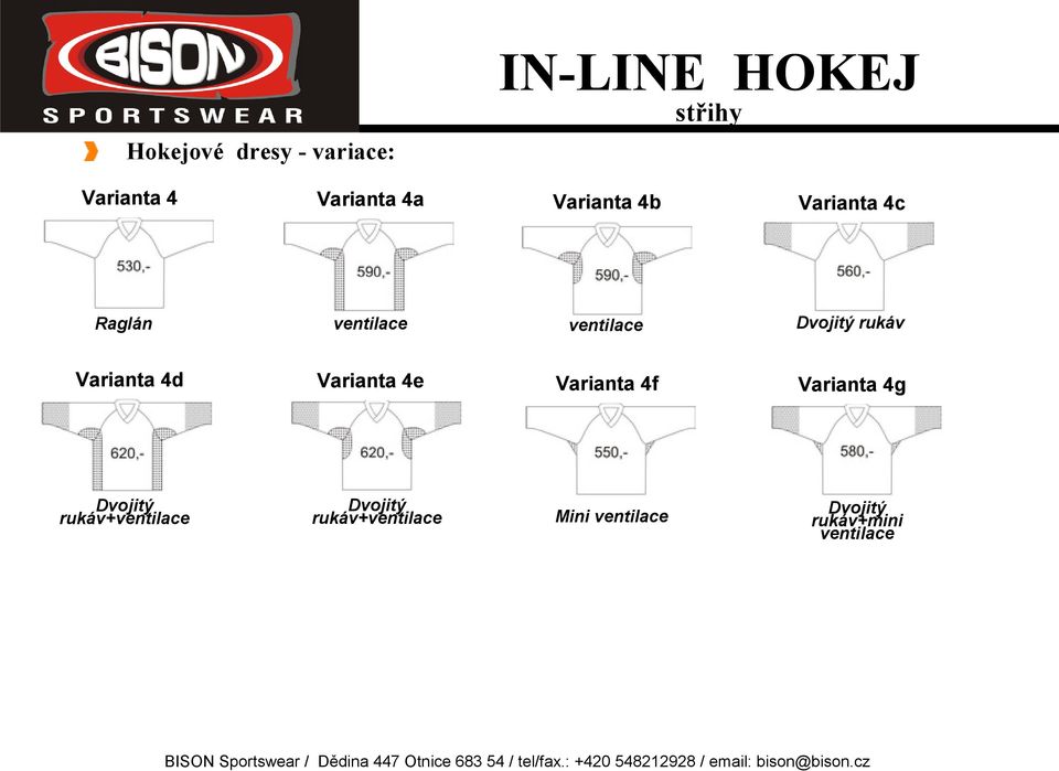 Varianta 4b Varianta 4c rukáv Varianta 4e