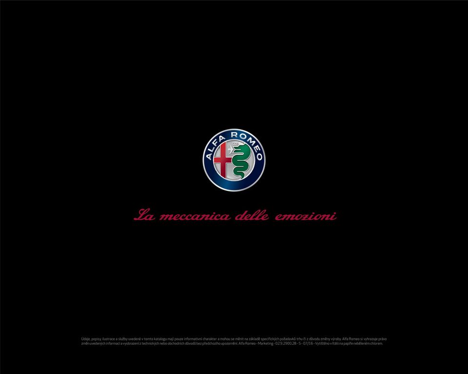 Alfa Romeo si vyhrazuje právo změn uvedených informací a vyobrazení z technických nebo obchodních