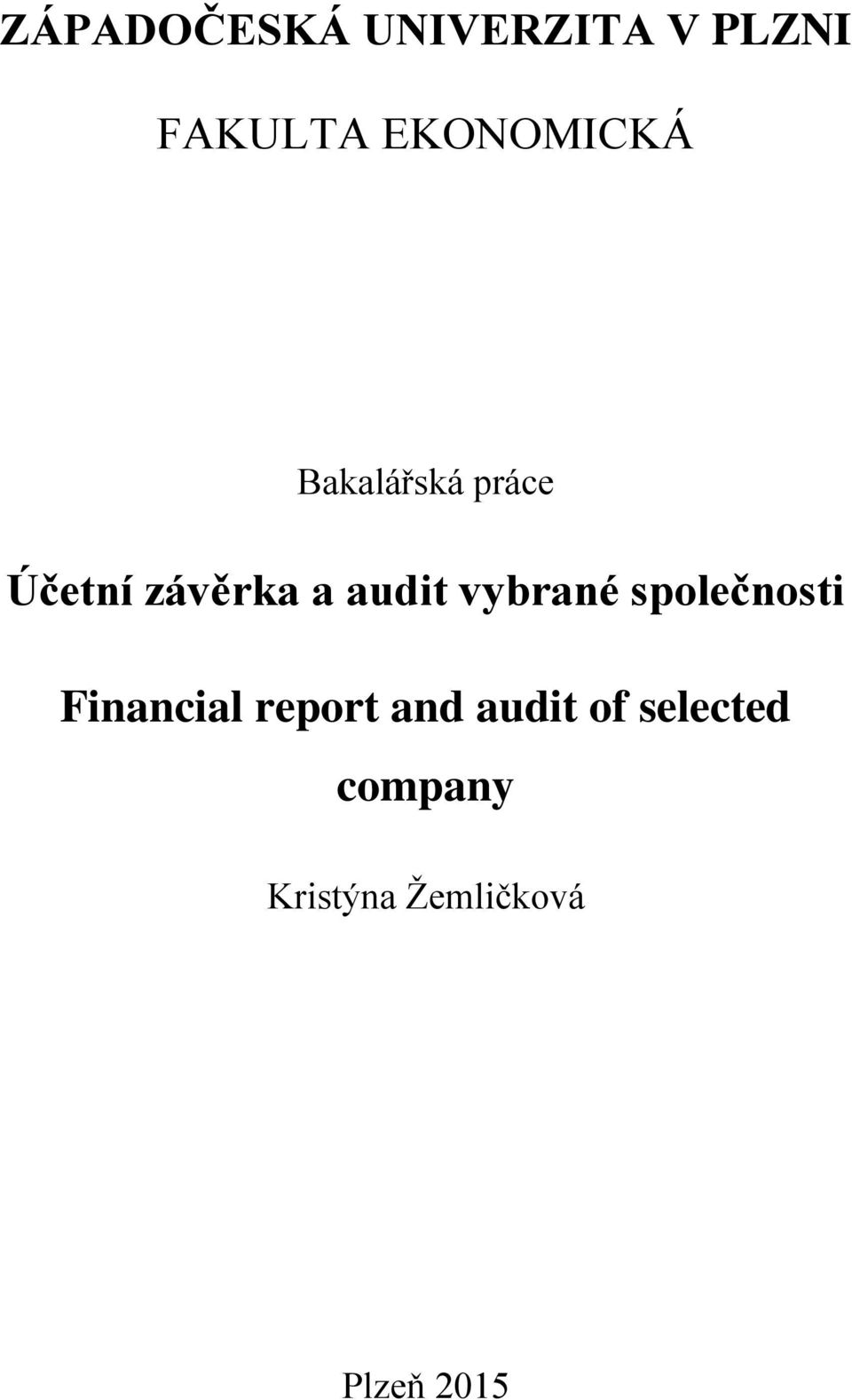 audit vybrané společnosti Financial report and