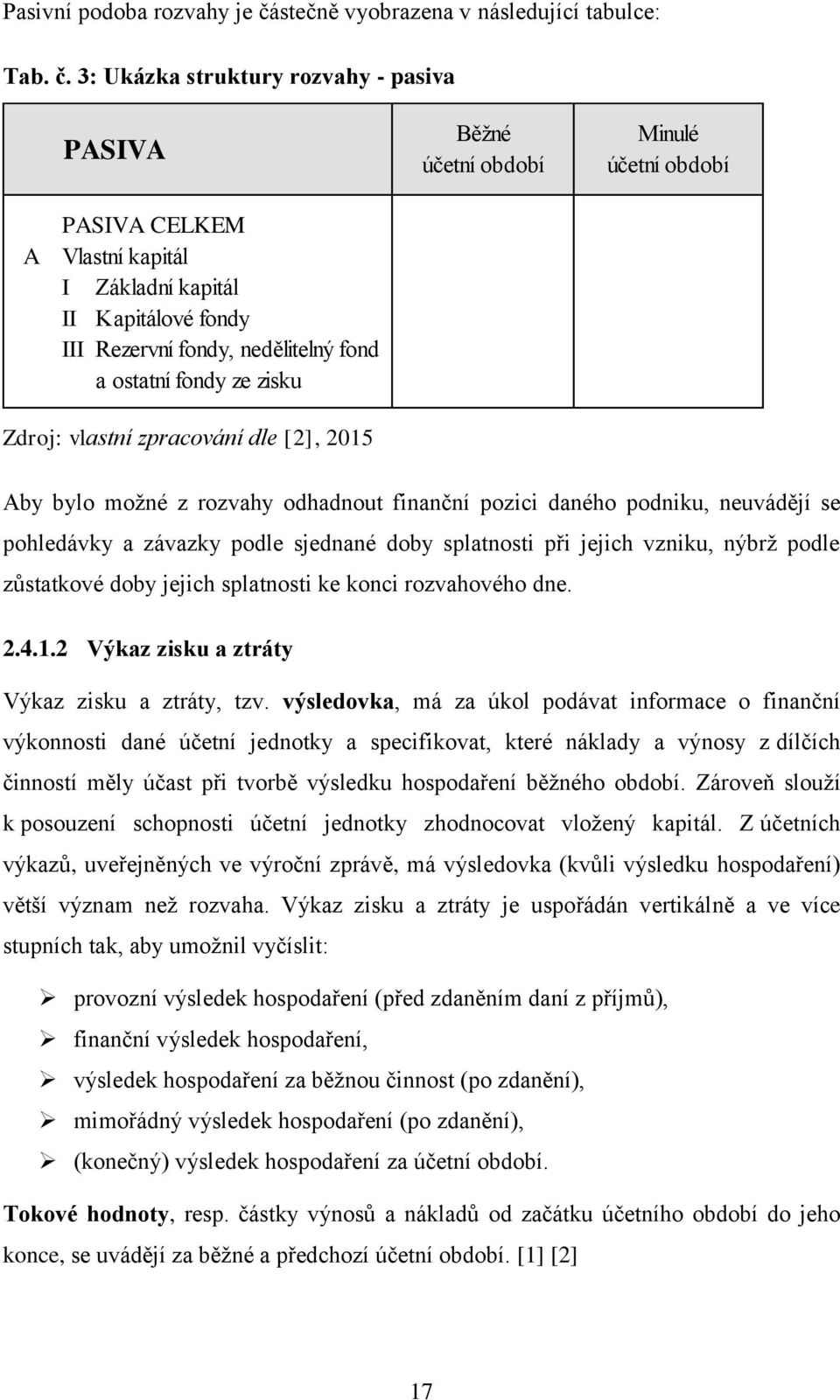 3: Ukázka struktury rozvahy - pasiva PASIVA Běžné účetní období Minulé účetní období A PASIVA CELKEM Vlastní kapitál I Základní kapitál II Kapitálové fondy III Rezervní fondy, nedělitelný fond a