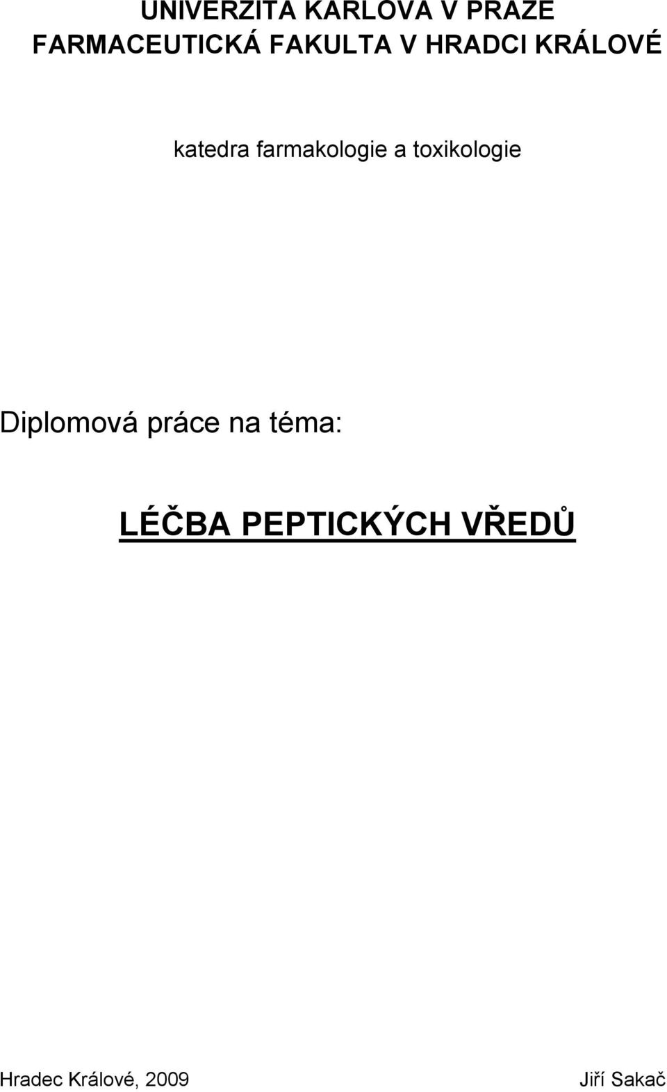farmakologie a toxikologie Diplomová práce