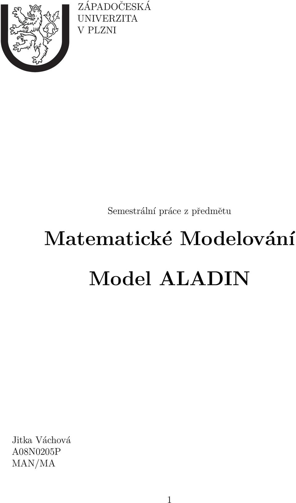 Matematické Modelování Model