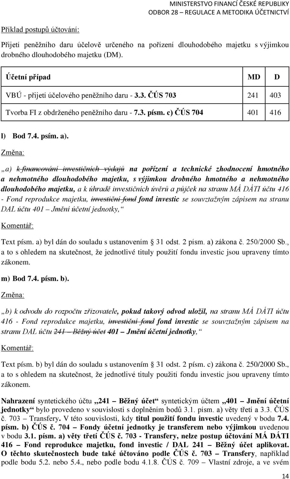 a) k financování investičních výdajů na pořízení a technické zhodnocení hmotného a nehmotného dlouhodobého majetku, s výjimkou drobného hmotného a nehmotného dlouhodobého majetku, a k úhradě