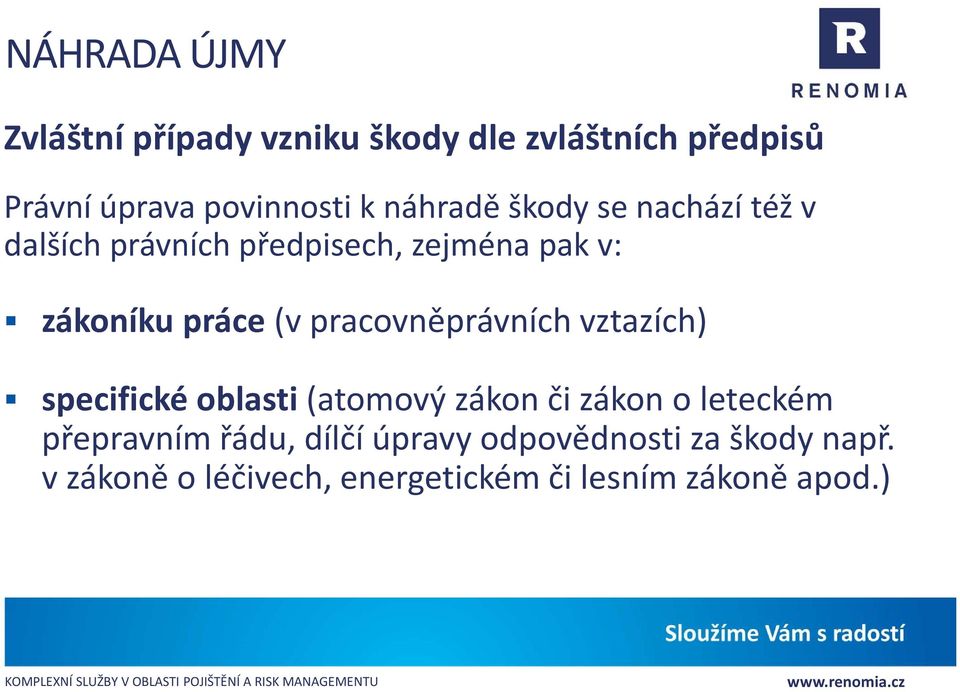 pracovněprávních vztazích) specifické oblasti(atomový zákon či zákon o leteckém přepravním