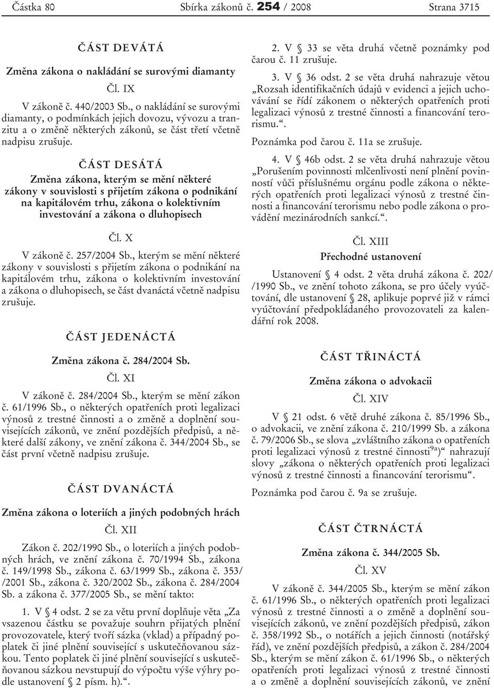 ČÁST DESÁTÁ Změna zákona, kterým se mění některé zákony v souvislosti s přijetím zákona o podnikání na kapitálovém trhu, zákona o kolektivním investování a zákona o dluhopisech Čl. X V zákoně č.