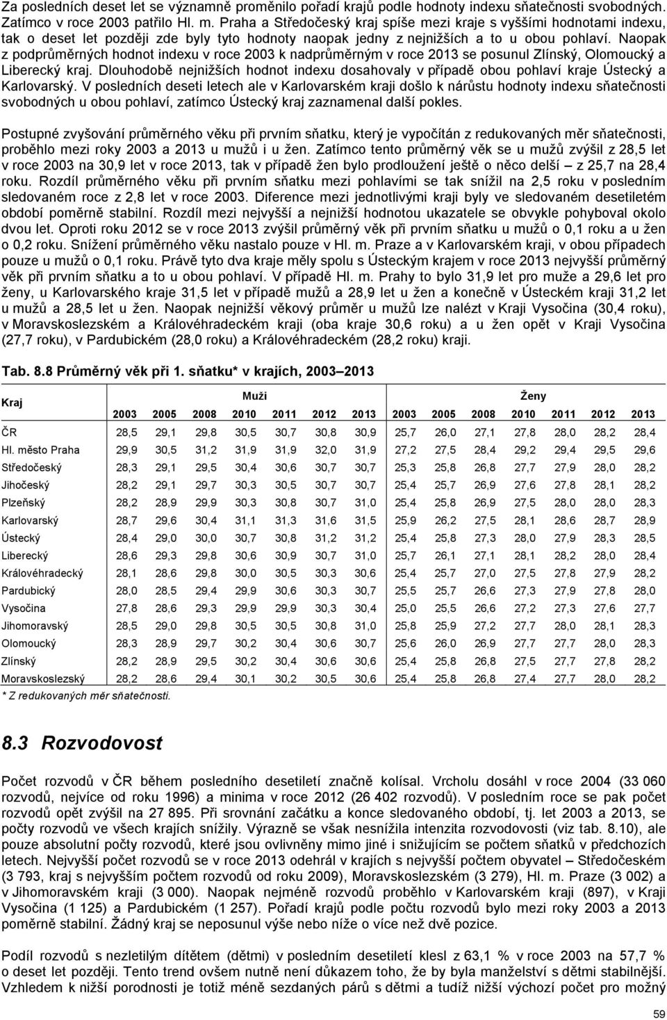 Naopak z podprůměrných hodnot indexu v roce 2003 k nadprůměrným v roce 2013 se posunul Zlínský, Olomoucký a Liberecký kraj.