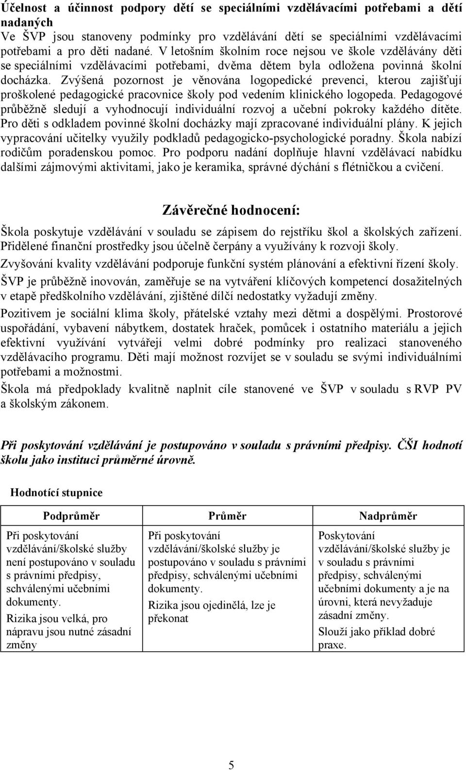 Zvýšená pozornost je věnována logopedické prevenci, kterou zajišťují proškolené pedagogické pracovnice školy pod vedením klinického logopeda.