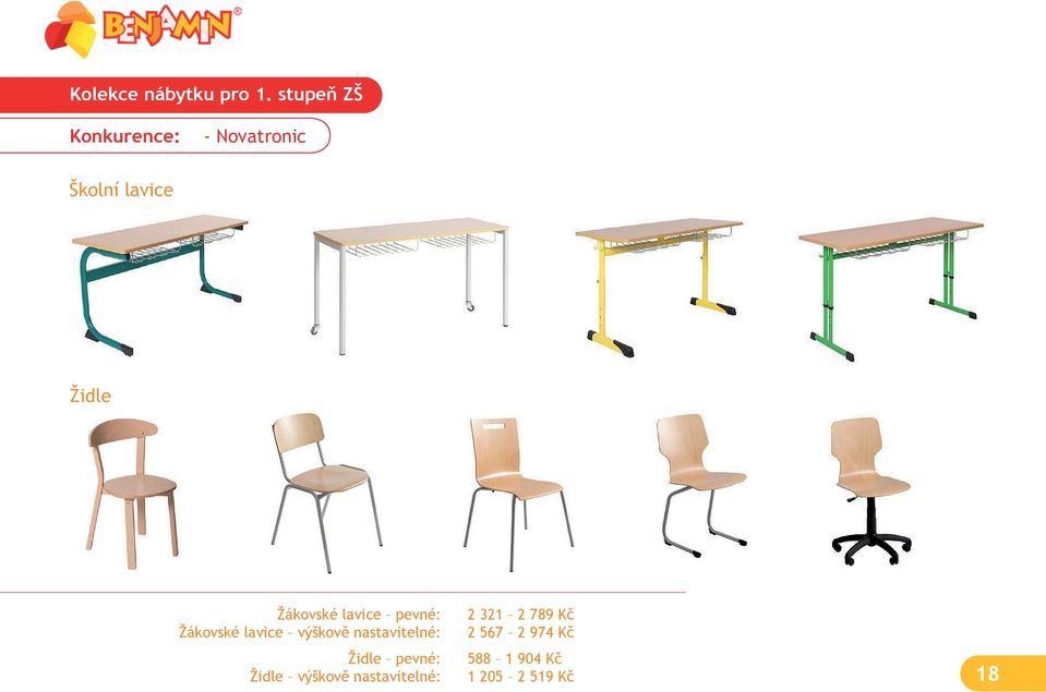 nastavitelné: Židle pevné: Židle výškově