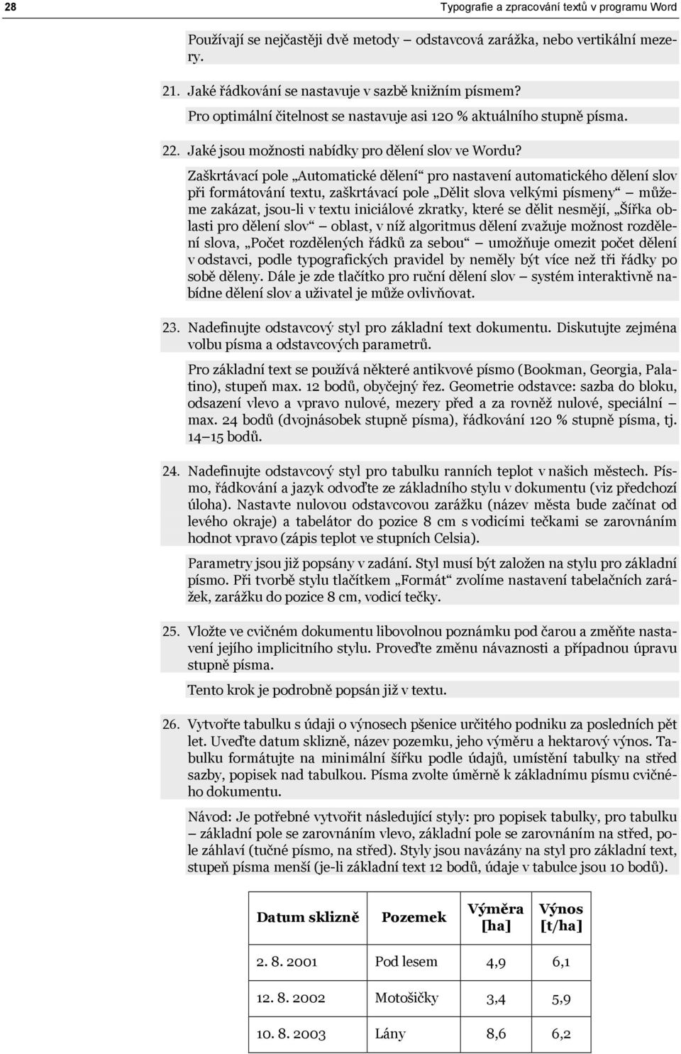 Zaškrtávací pole Automatické dělení pro nastavení automatického dělení slov při formátování textu, zaškrtávací pole Dělit slova velkými písmeny můžeme zakázat, jsou-li v textu iniciálové zkratky,