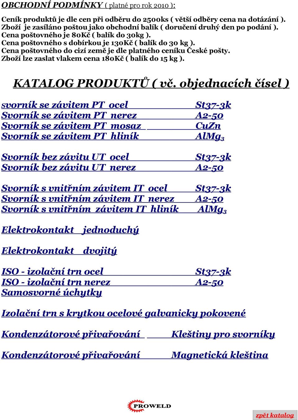KATALOG PROUKTŮ ( vč.