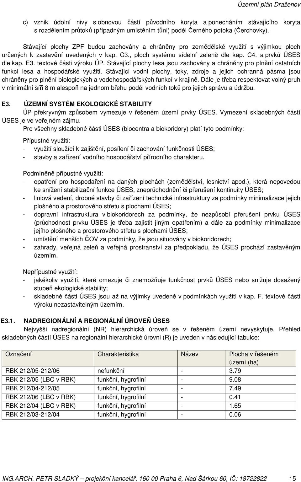 textové části výroku ÚP. Stávající plochy lesa jsou zachovány a chráněny pro plnění ostatních funkcí lesa a hospodářské využití.