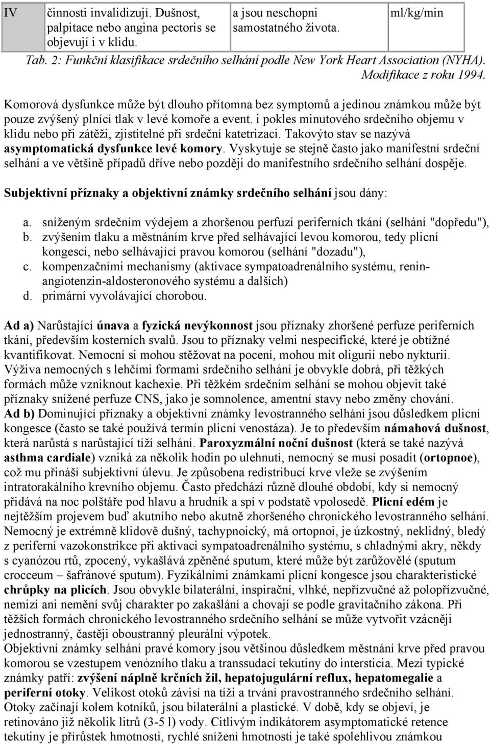 Komorová dysfunkce může být dlouho přítomna bez symptomů a jedinou známkou může být pouze zvýšený plnící tlak v levé komoře a event.