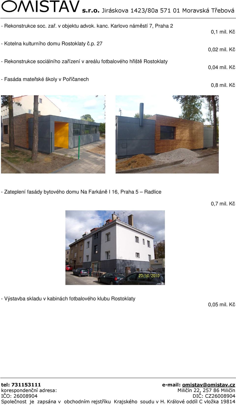 27 - Rekonstrukce sociálního zařízení v areálu fotbalového hřiště Rostoklaty - Fasáda mateřské školy v
