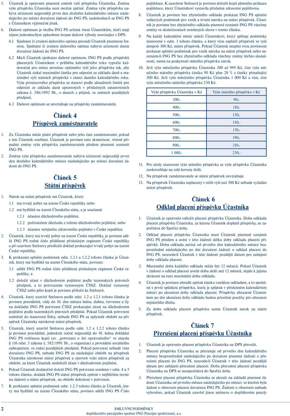 Daňové optimum je služba ING PS určená všem Účastníkům, kteří mají zájem jednoduchým způsobem čerpat daňové výhody související s DPS. 6.