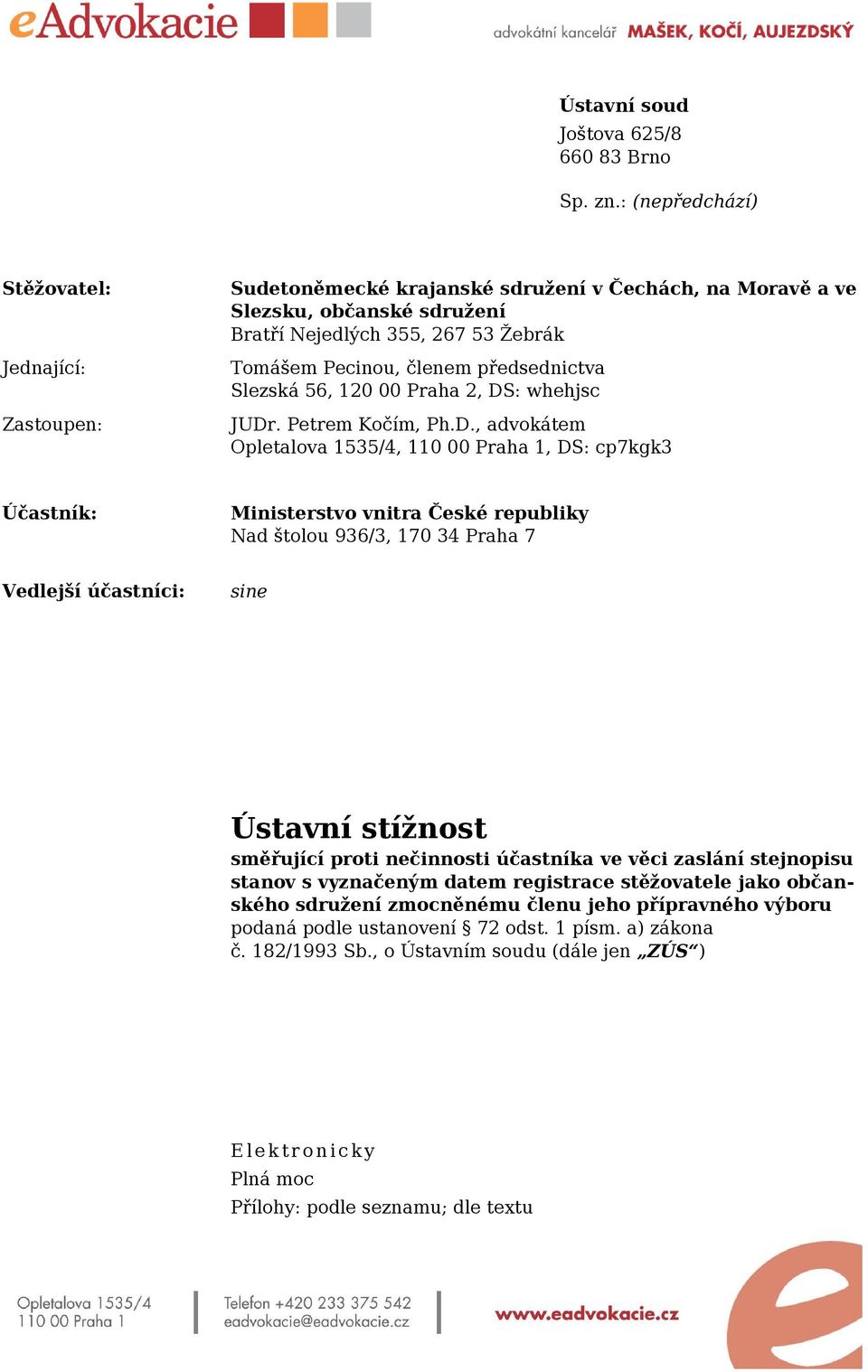 předsednictva Slezská 56, 120 00 Praha 2, DS