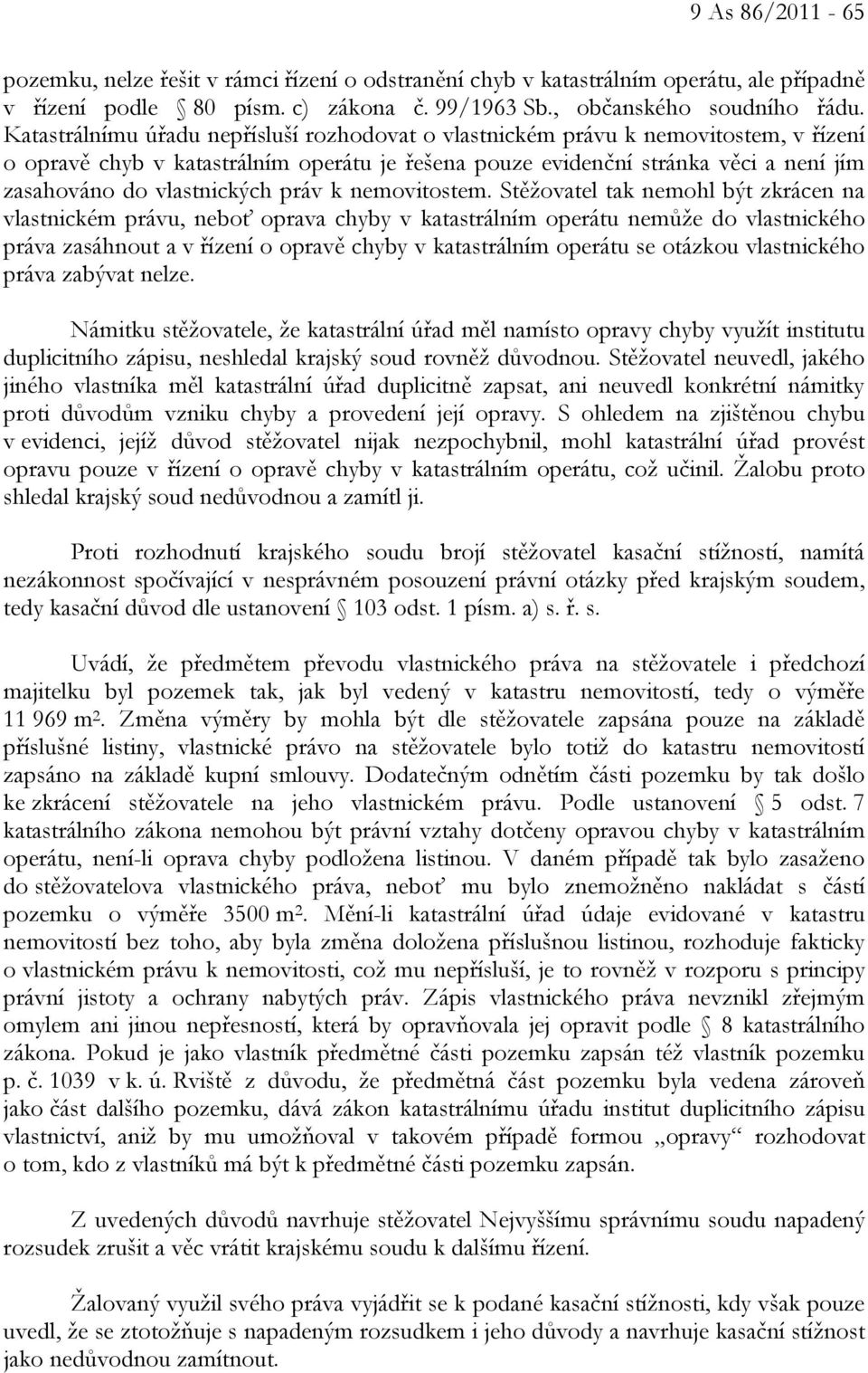 vlastnických práv k nemovitostem.