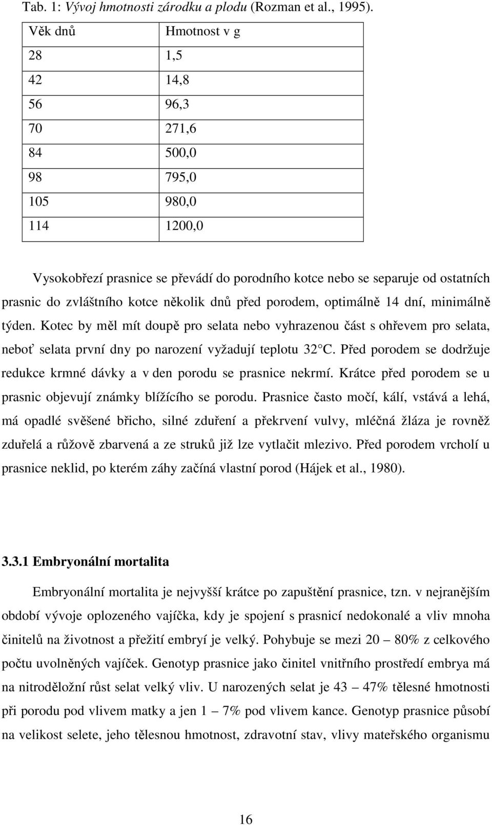 kotce několik dnů před porodem, optimálně 14 dní, minimálně týden.