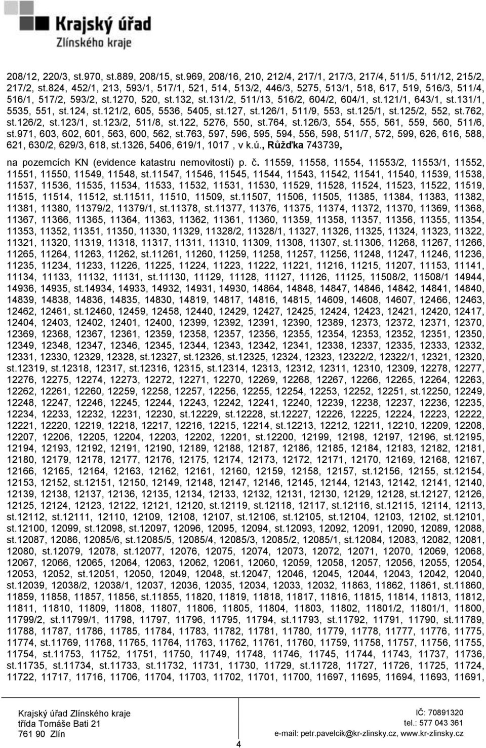 131/1, 5535, 551, st.124, st.121/2, 605, 5536, 5405, st.127, st.126/1, 511/9, 553, st.125/1, st.125/2, 552, st.762, st.126/2, st.123/1, st.123/2, 511/8, st.122, 5276, 550, st.764, st.
