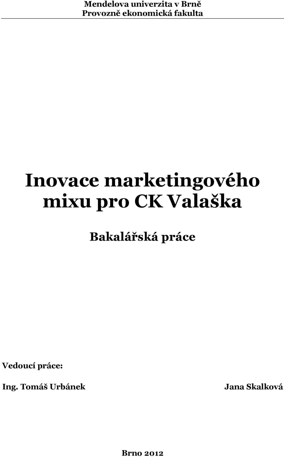 mixu pro CK Valaška Bakalářská práce