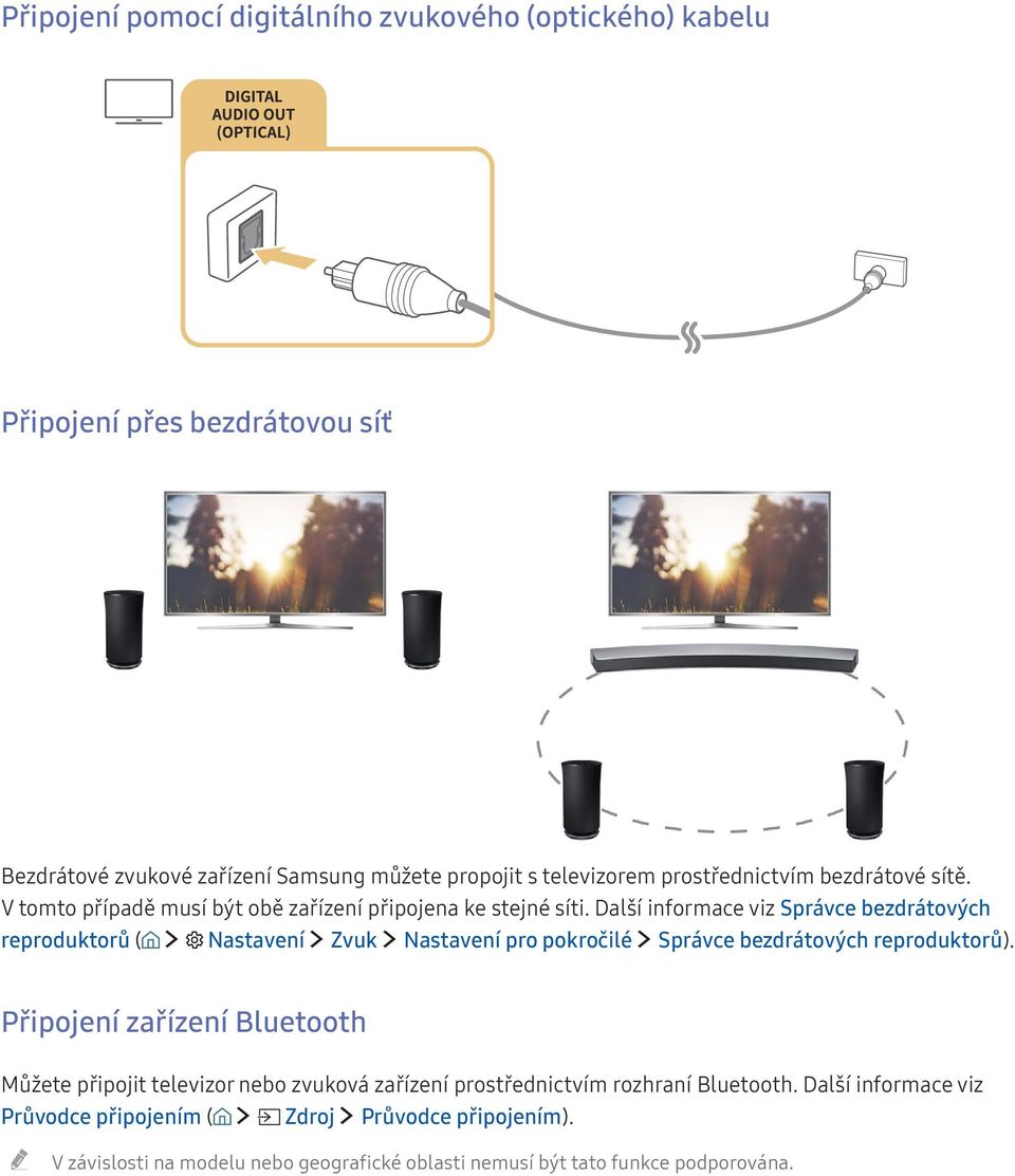 Další informace viz Správce bezdrátových reproduktorů ( Nastavení Zvuk Nastavení pro pokročilé Správce bezdrátových reproduktorů).