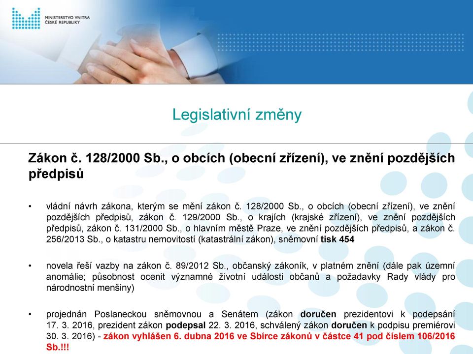 , o katastru nemovitostí (katastrální zákon), sněmovní tisk 454 novela řeší vazby na zákon č. 89/2012 Sb.