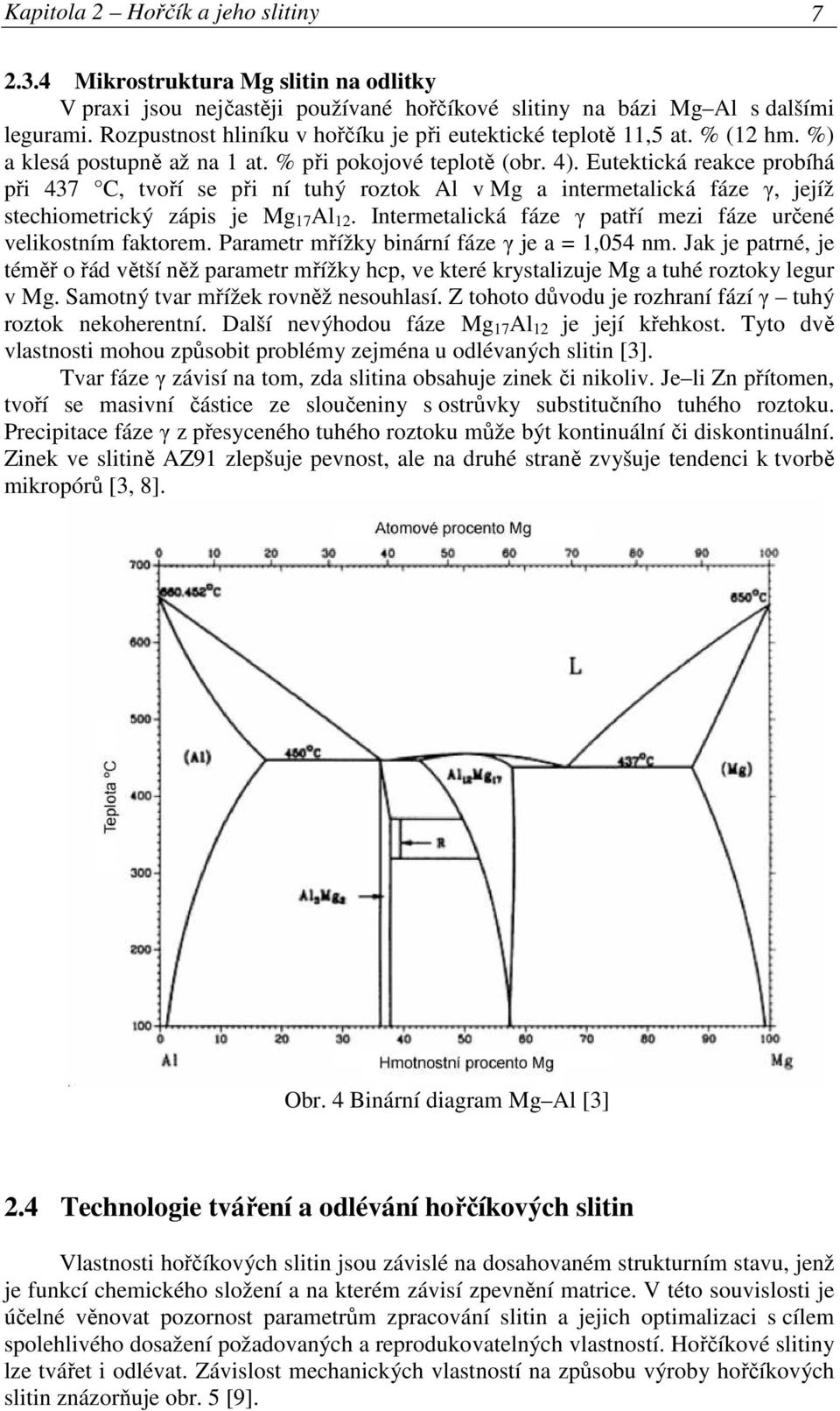 Eutektická reakce probíhá při 437 C, tvoří se při ní tuhý roztok Al v Mg a intermetalická fáze γ, jejíž stechiometrický zápis je Mg 17 Al 12.