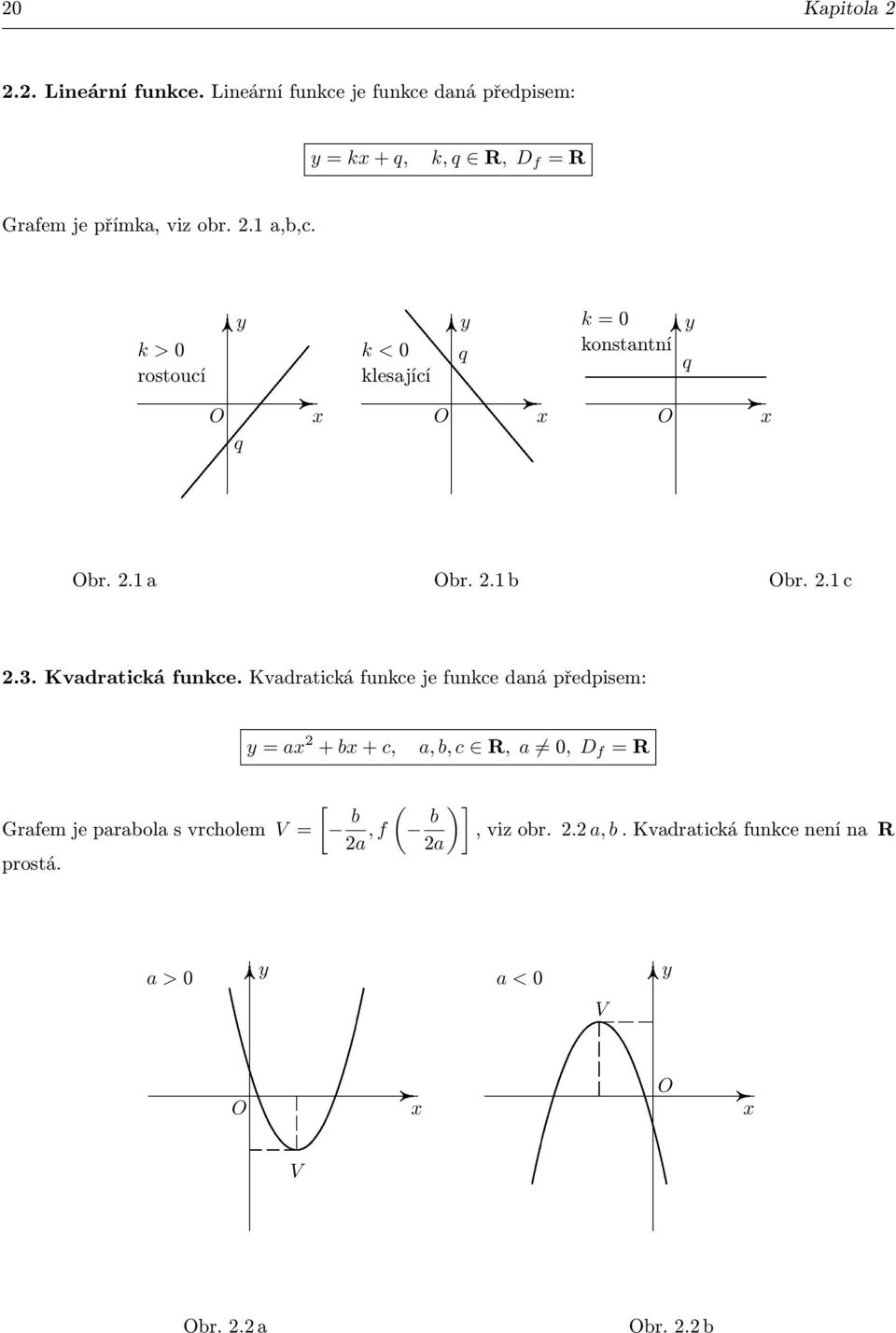 k = 0 k > 0 k < 0 q konstantní q rostoucí klesající q br.. a br.. b br.. c.3. Kvadratická funkce.