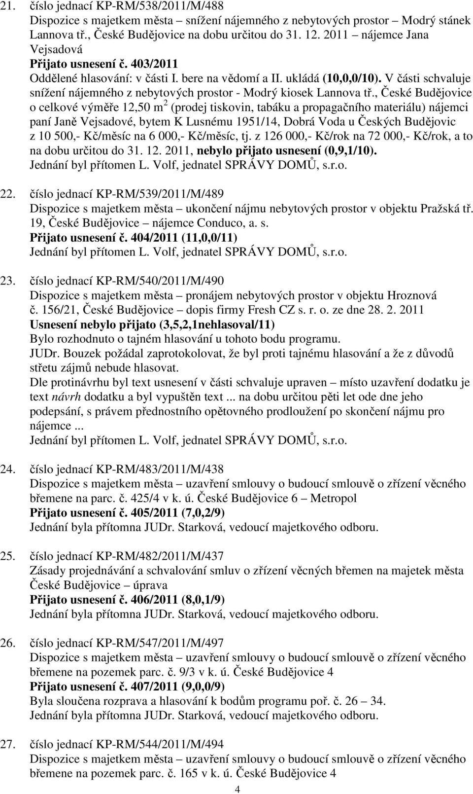 V části schvaluje snížení nájemného z nebytových prostor - Modrý kiosek Lannova tř.