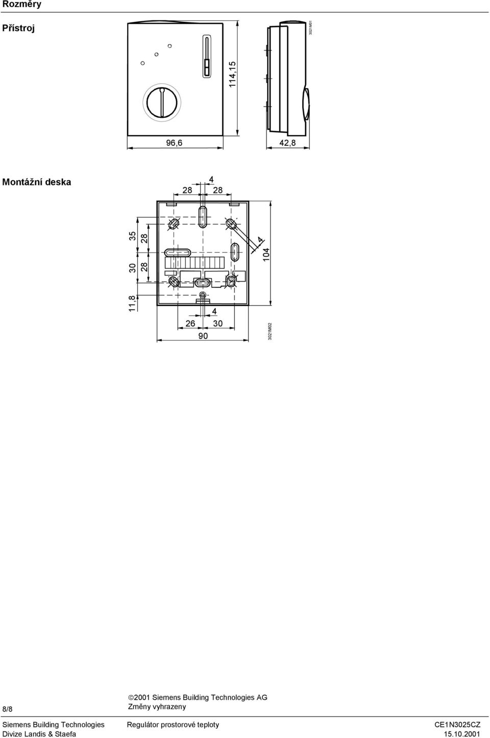 26 30 90 3021M02 8/8 2001 Siemens Building