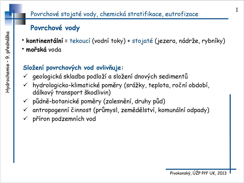 hydrologicko-klimatické poměry (srážky, teplota, roční období, dálkový transport škodlivin)