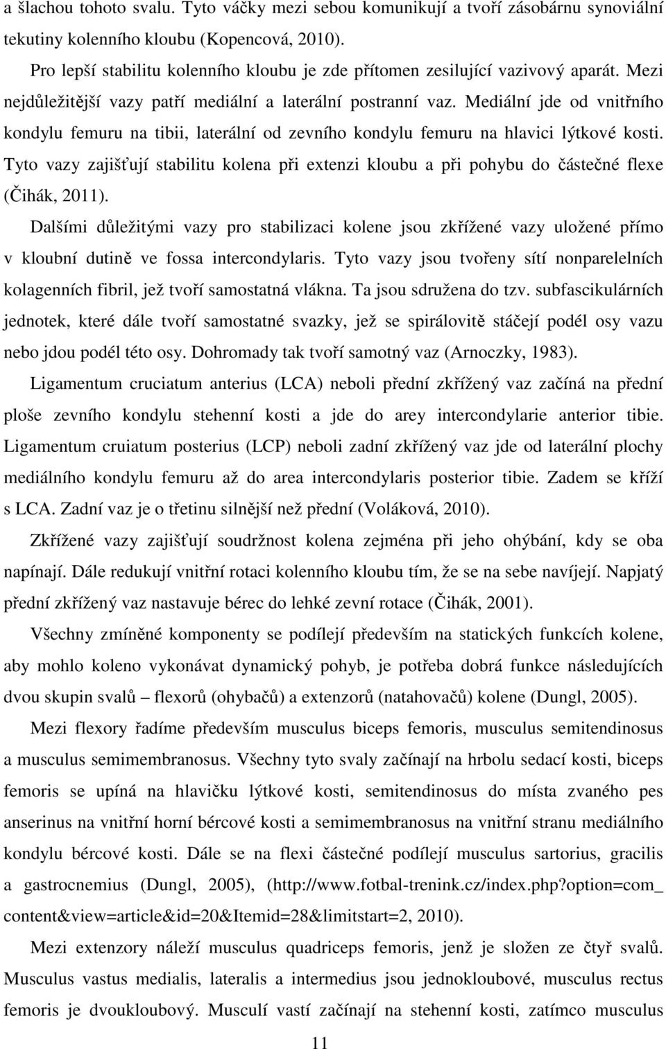 Mediální jde od vnitřního kondylu femuru na tibii, laterální od zevního kondylu femuru na hlavici lýtkové kosti.