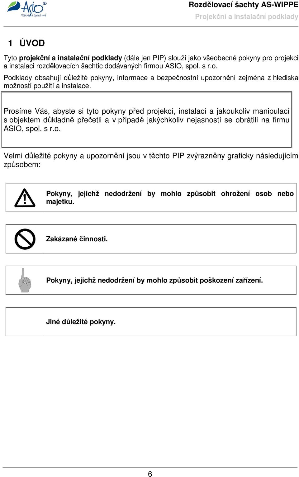 Zakázané činnosti. Pokyny, jejichž nedodržení by mohlo způsobit poškození zařízení. Jiné důležité pokyny. 6